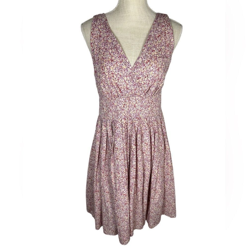 Aryeh Purple Floral Sleeveless Cotton Casual Summer Swing Dress